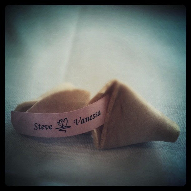 fortune cookie favor with Steve <3 Vanessa written on the fortune