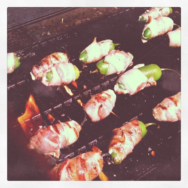 grill with bacon-wrapped jalepeños