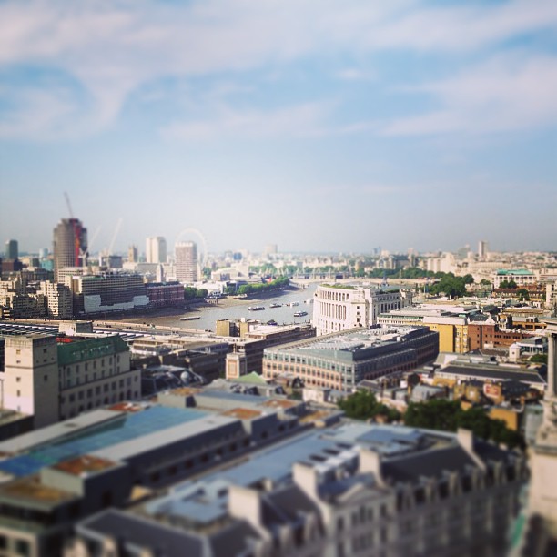 tilt shift view of London