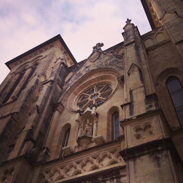 facade of an old cathedral against the sky