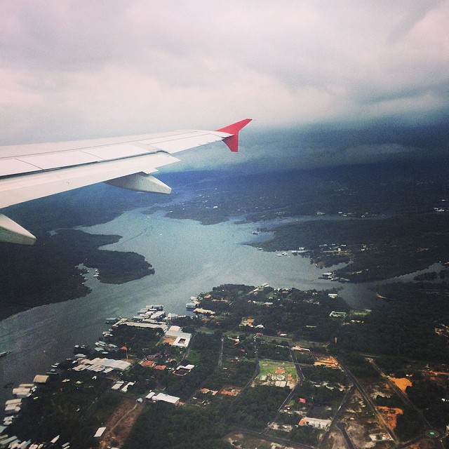 out the window of an airplane over Brazil