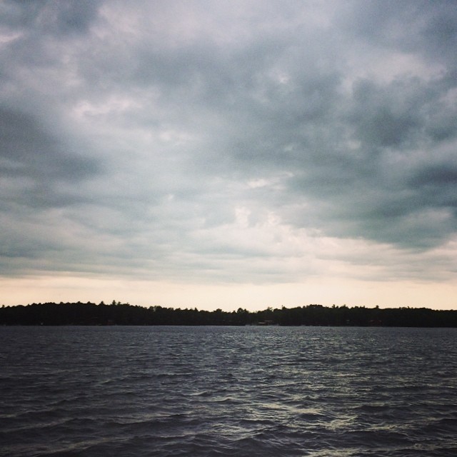 rain clouds over the lake