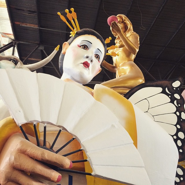 closeup of geisha parade float