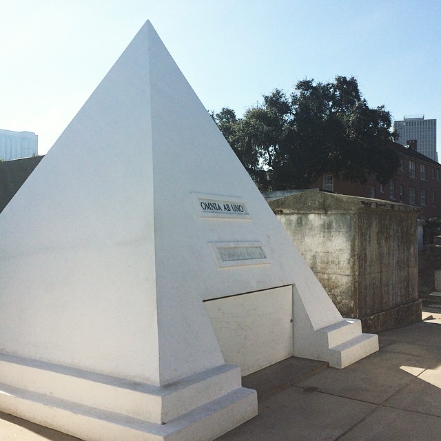 white pyramid grave