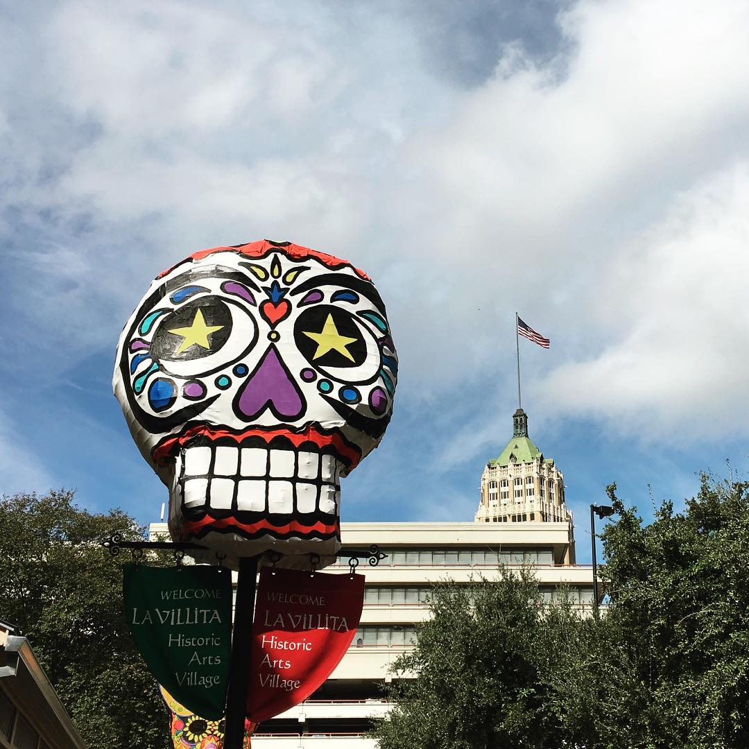 Day of the Dead skull signage